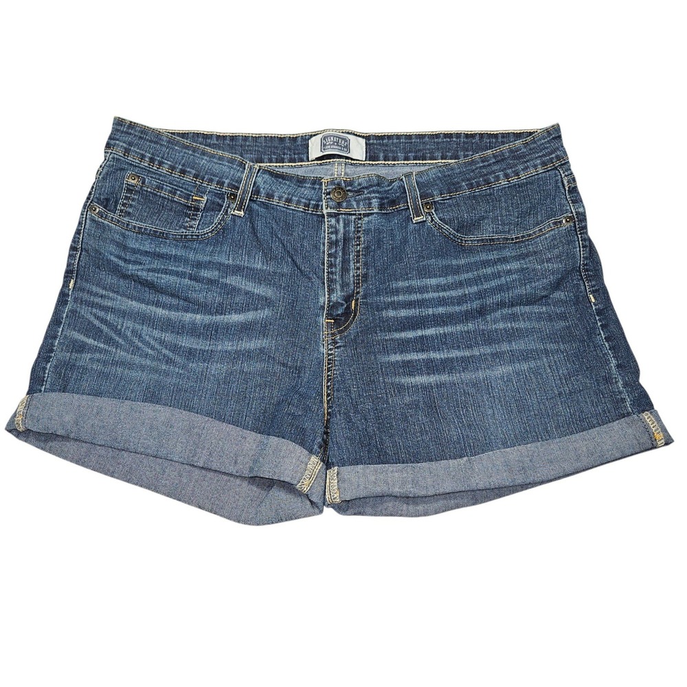 Signature by Levi Strauss & Co. Mid Rise Cuffed Denim Jean Shorts Blue Sz 16